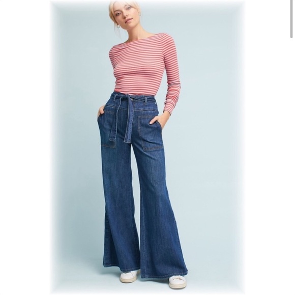 Anthropologie Pilcro Belted Denim Wide 